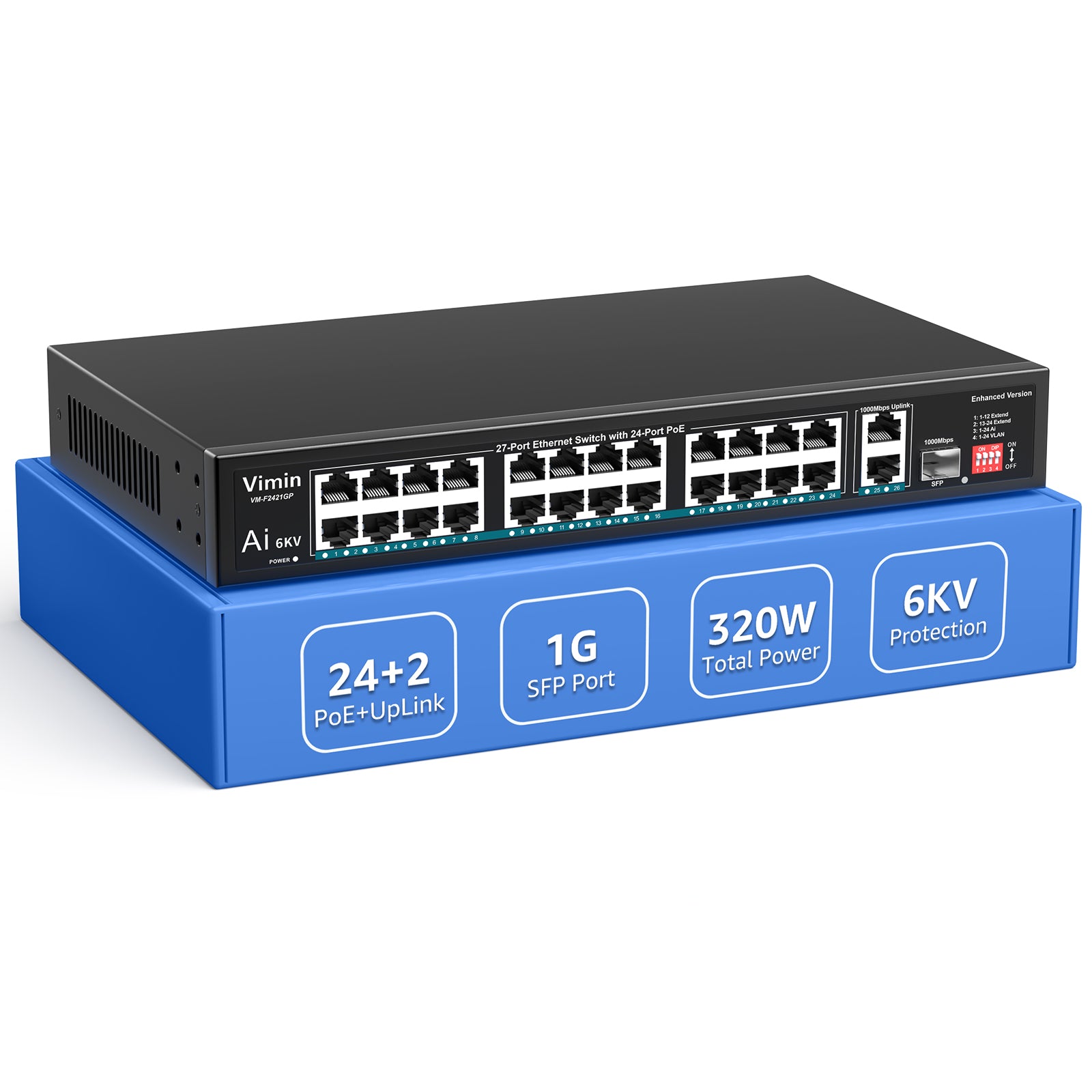 Network Switch Rigid 24*100MBPS POE + 2*1000MBPS + 1SFP